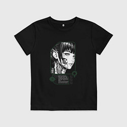Футболка хлопковая детская Техногенная девушка-киборг, цвет: черный