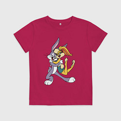 Футболка хлопковая детская Bugs Bunny - Lola Bunny, цвет: маджента