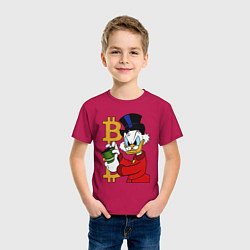 Футболка хлопковая детская Duck tales - Scrooge bitcoin, цвет: маджента — фото 2