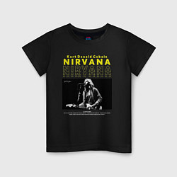 Футболка хлопковая детская Курт Кобейн Nirvana, цвет: черный