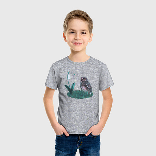 Детская футболка Сова и подснежник / Меланж – фото 3