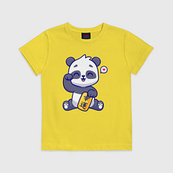 Футболка хлопковая детская Cute panda, цвет: желтый