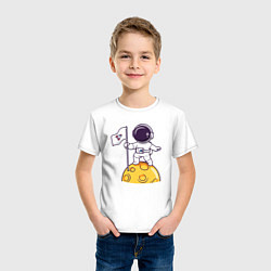 Футболка хлопковая детская Астронавт прибыл на луну, цвет: белый — фото 2