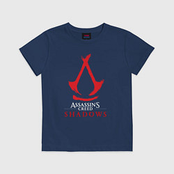 Футболка хлопковая детская Assassins Creed Shadows - badge, цвет: тёмно-синий
