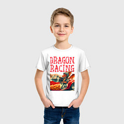 Футболка хлопковая детская Dragon cool racer - ai art, цвет: белый — фото 2