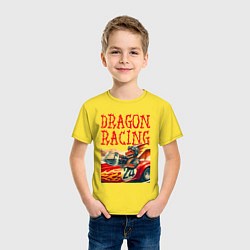 Футболка хлопковая детская Dragon cool racer - ai art, цвет: желтый — фото 2