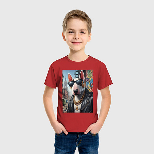 Детская футболка Булли - смотрящий района / Красный – фото 3