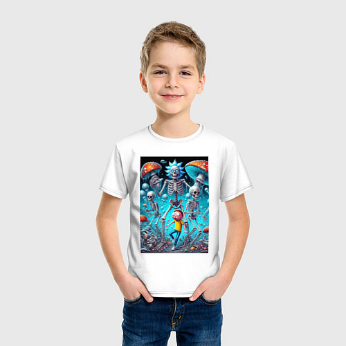 Детская футболка Skeleton Rick and Morty - ai art fantasy / Белый – фото 3