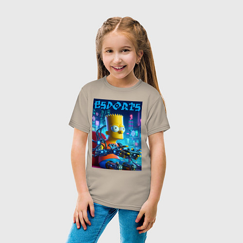Детская футболка Cyber Bart Simpson - esport / Миндальный – фото 4