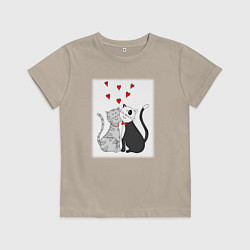 Футболка хлопковая детская Любовь хвостатых, цвет: миндальный