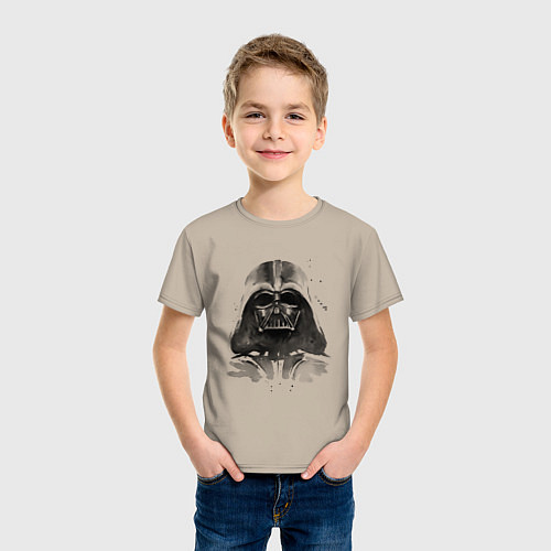 Детская футболка Дарт вейдер акварель / Миндальный – фото 3