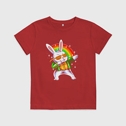 Футболка хлопковая детская Rainbow rabbit, цвет: красный
