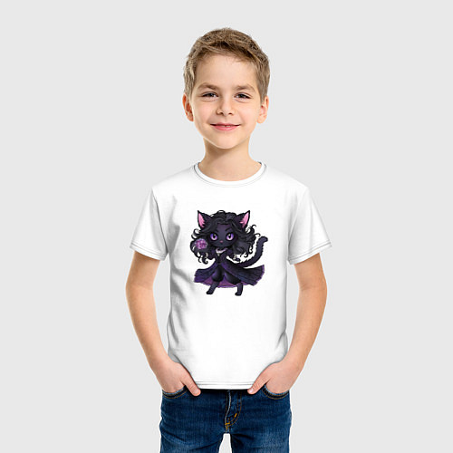 Детская футболка Котеннифер Котьмак - фурри арт по Ведьмаку / Белый – фото 3