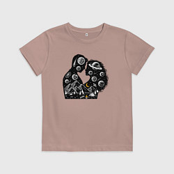 Футболка хлопковая детская Природная космическая любовь, цвет: пыльно-розовый