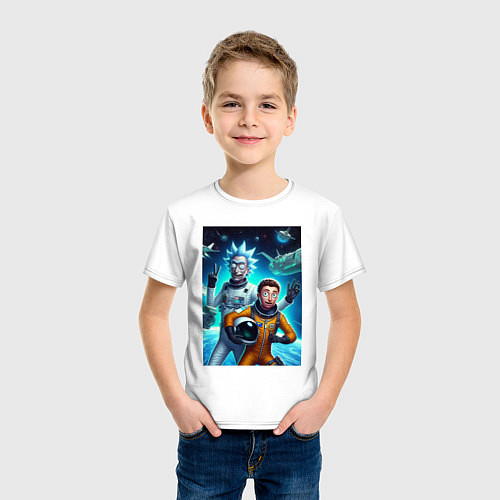 Детская футболка Космонавты Рик и Морти - нейроарт фантазия / Белый – фото 3