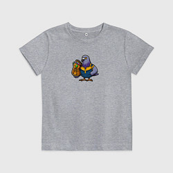 Футболка хлопковая детская Голубь с перчаткой бесконечности, цвет: меланж