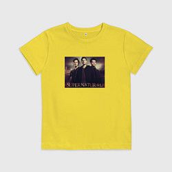 Футболка хлопковая детская Персонажи сериала - Сверхъестественное, цвет: желтый