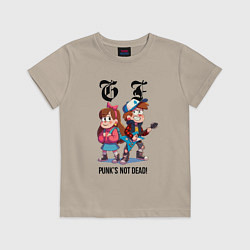 Футболка хлопковая детская Dipper and Mabel - punks not dead meme, цвет: миндальный