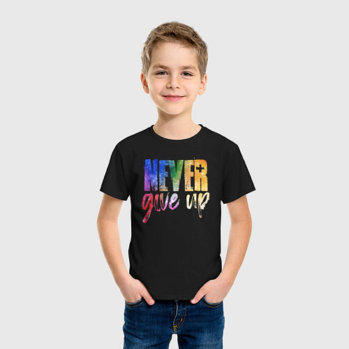 Детская футболка Never give up / Черный – фото 3