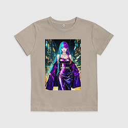 Футболка хлопковая детская Девушка поп идол, цвет: миндальный