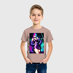 Футболка хлопковая детская Девушка поп идол, цвет: пыльно-розовый — фото 2