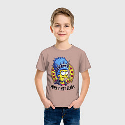 Футболка хлопковая детская Мардж Симпсон на фоне пиццы - панк жив, цвет: пыльно-розовый — фото 2