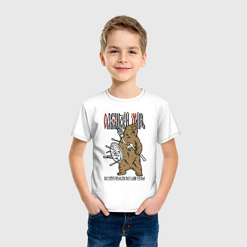 Детская футболка Славянский мир - медведь / Белый – фото 3