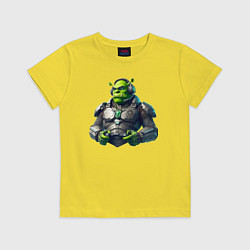 Футболка хлопковая детская G2 esports team - cyber Shrek, цвет: желтый