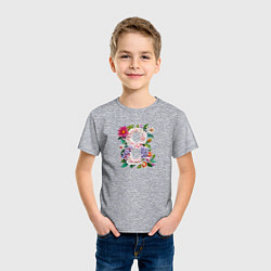 Футболка хлопковая детская 8 марта - цветы восьмёркой, цвет: меланж — фото 2