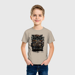 Футболка хлопковая детская Мотоцикл кастом 1988, цвет: миндальный — фото 2