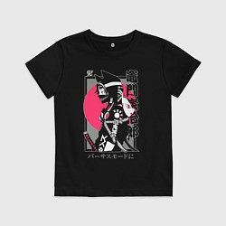 Футболка хлопковая детская Клинок рассекающий демонов - самурай, цвет: черный
