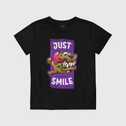 Футболка хлопковая детская Просто улыбнись, цвет: черный
