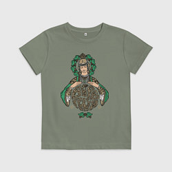 Футболка хлопковая детская Славянская богиня Берегиня, цвет: авокадо
