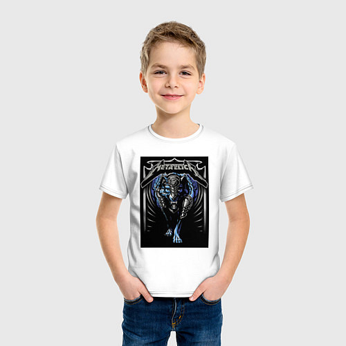 Детская футболка Metallica thrash metal style - wolf / Белый – фото 3