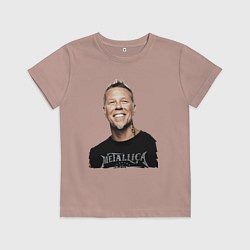Футболка хлопковая детская James Alan Hetfield - Metallica leader, цвет: пыльно-розовый