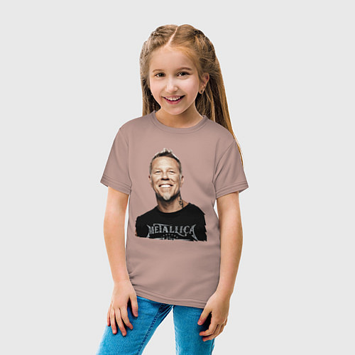 Детская футболка James Alan Hetfield - Metallica leader / Пыльно-розовый – фото 4