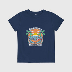 Футболка хлопковая детская Скелет на чиле, цвет: тёмно-синий