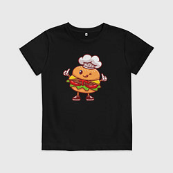 Футболка хлопковая детская Повар бургер, цвет: черный