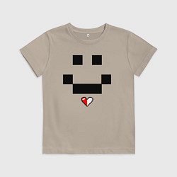 Футболка хлопковая детская Minecraft улыбка и любовь, цвет: миндальный