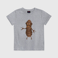 Футболка хлопковая детская Сartoon worm character brown, цвет: меланж