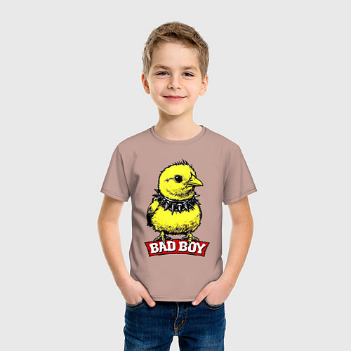 Детская футболка Bad boy chicken / Пыльно-розовый – фото 3
