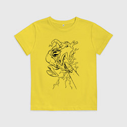 Футболка хлопковая детская Земляной червяк Джим стреляет, цвет: желтый