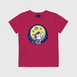 Футболка хлопковая детская Moon wolf, цвет: маджента