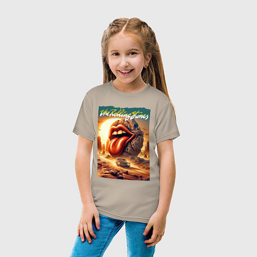 Детская футболка Rolling Stones - stylization of the logo / Миндальный – фото 4