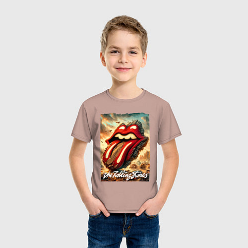 Детская футболка Rolling Stones - logo transformation / Пыльно-розовый – фото 3