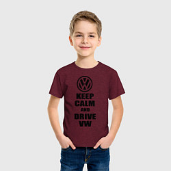 Футболка хлопковая детская Keep Calm & Drive VW, цвет: меланж-бордовый — фото 2