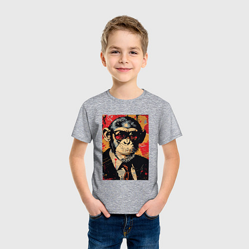 Детская футболка Деловой шимпанзе в смокинге / Меланж – фото 3