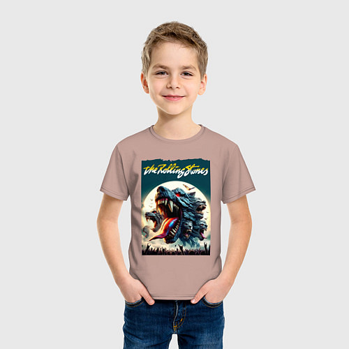 Детская футболка Волки Роллинг Стоунз - фантазия / Пыльно-розовый – фото 3