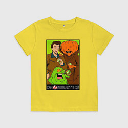 Футболка хлопковая детская Ghostbuster - Peter Slimer Pumpkinhead, цвет: желтый