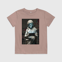 Футболка хлопковая детская Античная статуя с планшетом, цвет: пыльно-розовый